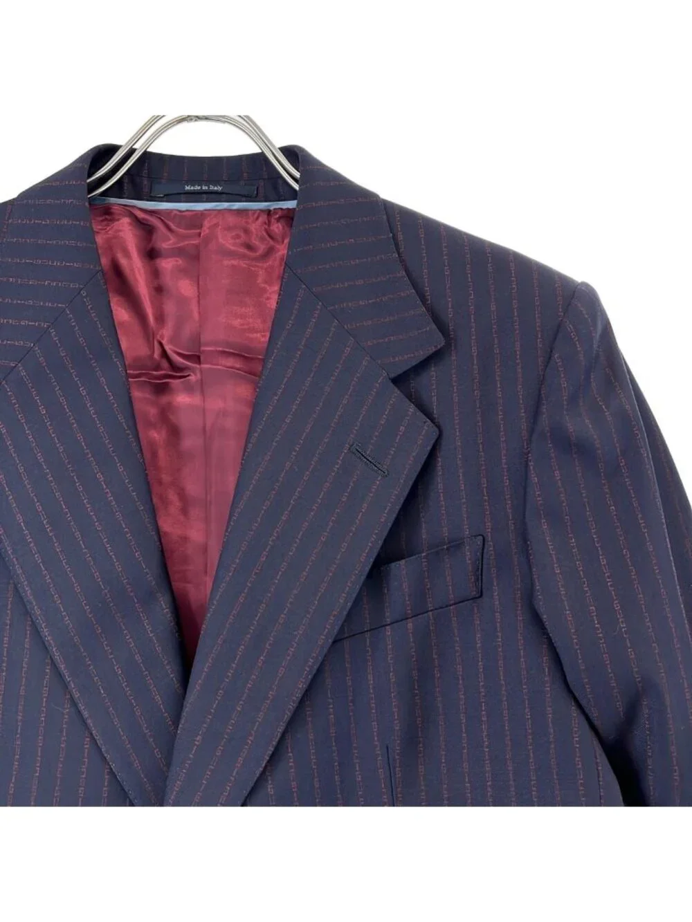 Gucci Set Wool Logo Striped Tailored Jacket Trousers 48 Navy